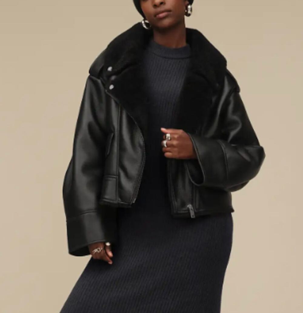 UGG Finnian LuxeFluff Moto Jacket Black XS
